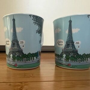 Petit Jour Paris, Eiffel Tower set of 2 mugs - NWOT